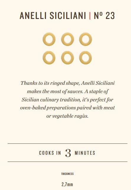 Rummo Anelli Siciliani No. 23 – Artisan-Made Sicilian Pasta Hoops, 500g
