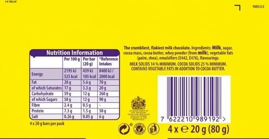 Cadbury Flake Chocolate Bar 4 Pack Multipack 80g
