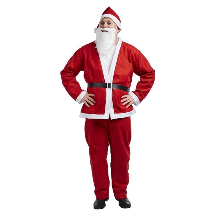 SHATCHI 5-Piece Adult Santa Claus Costume Suit - Felt Christmas Cosplay Outfit
