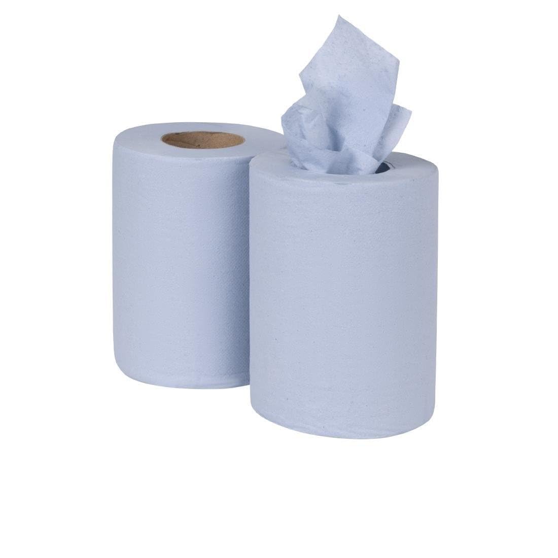 Nisbets Essentials Centrefeed Blue Roll 2-Ply, 80m (Pack of 2)