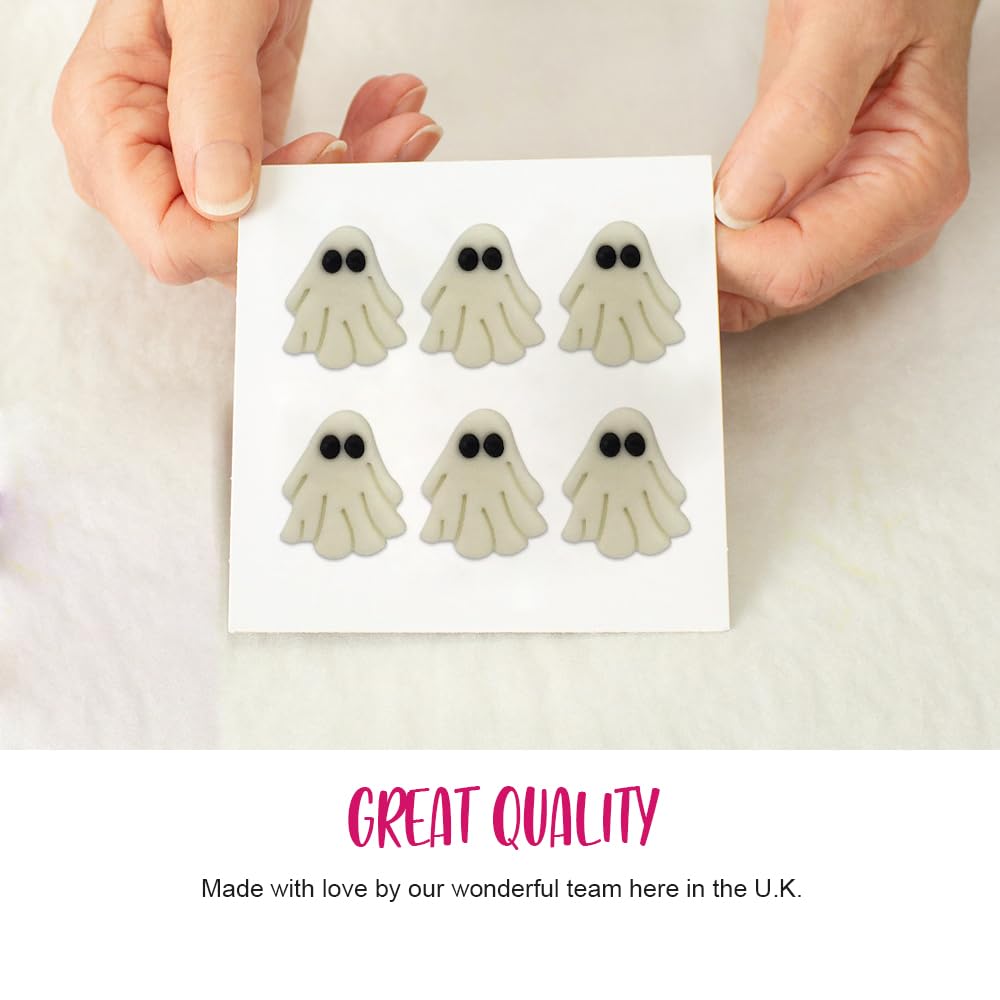 Anniversary House - Halloween Spooky Ghost Edible Sugarcraft Cake Toppers Pack of 6
