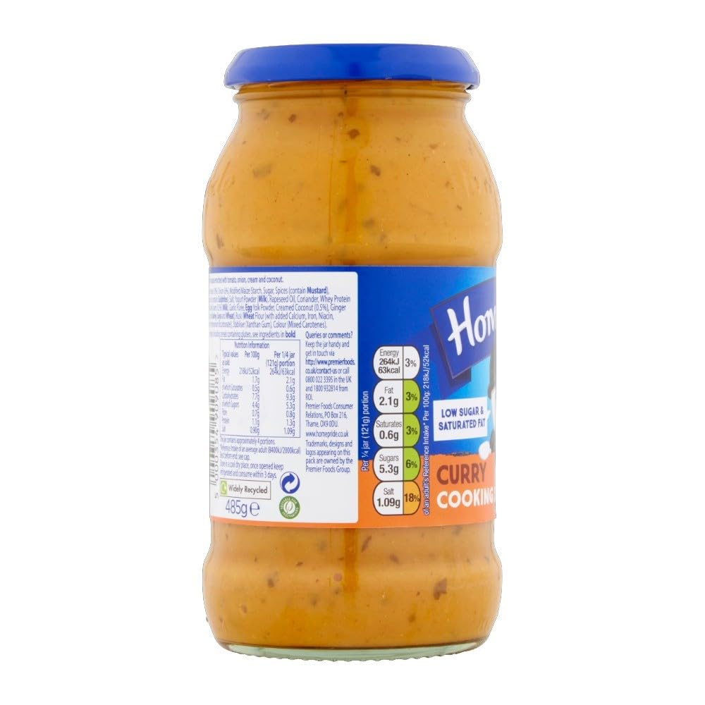 Homepride Mild and Creamy Curry Cooking Sauce, 485g Jar