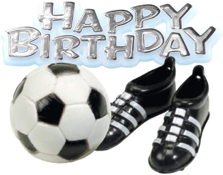 Anniversary House Football Cake Topper Kit - 3-Piece Reusable Set with Boots & Birthday Motto
