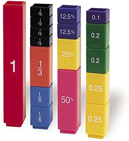 Learning Resources Fraction Tower Cubes - Educational Interlocking Math Manipulatives for Ages 6-10