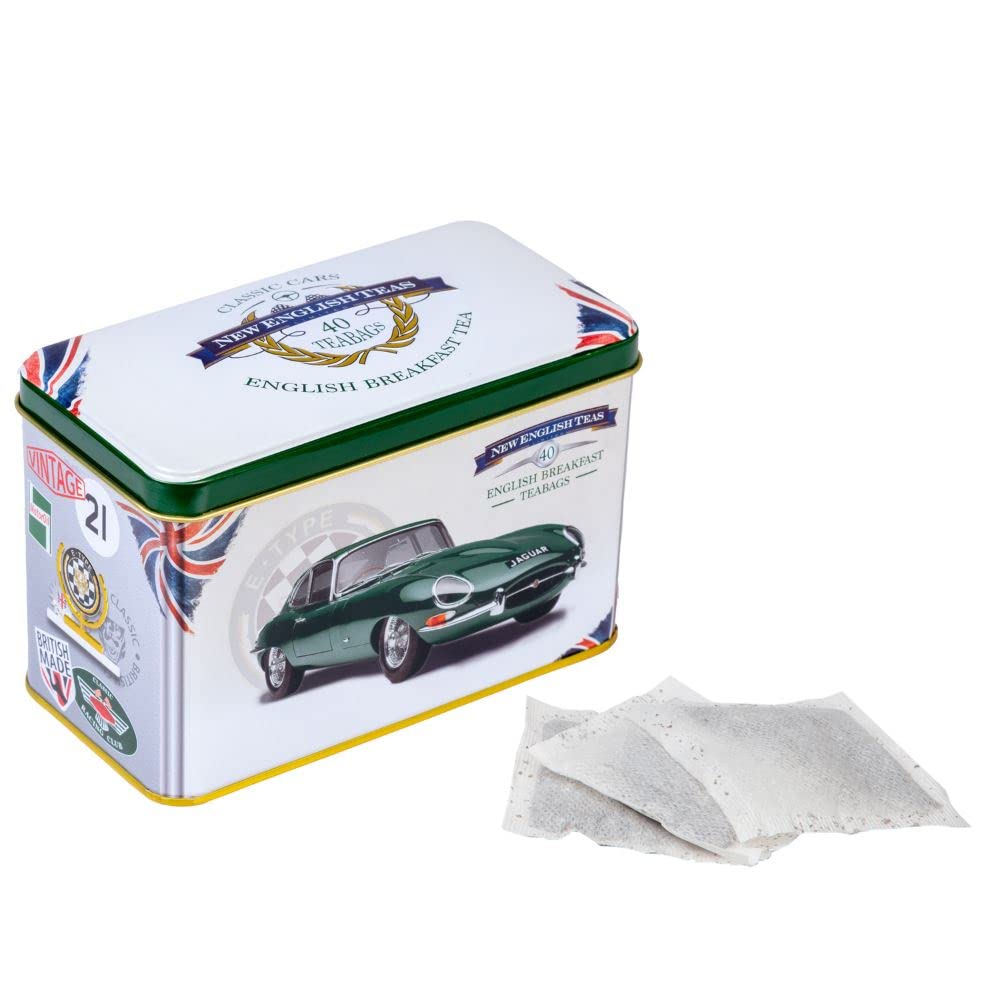 New English Teas Jaguar E-Type Tea Tin with 40 English Breakfast Teabags