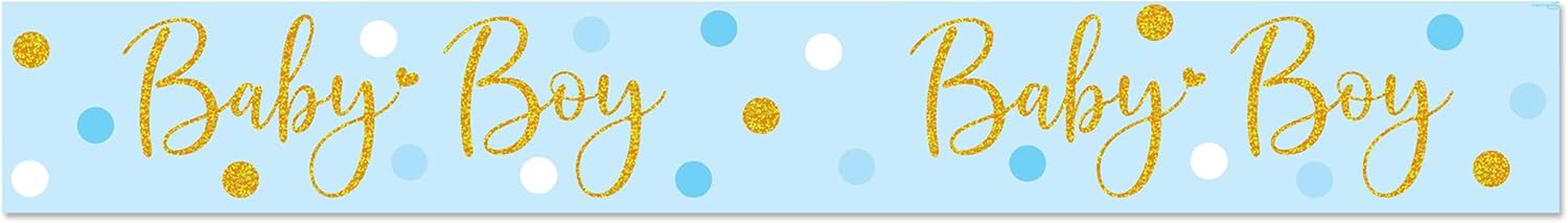 9ft Sparkling Baby Boy Dots Holographic Banner - Holographic Party Decoration