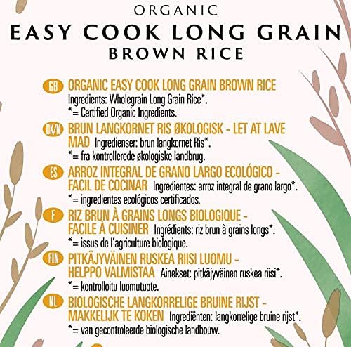Biona Organic Easy Cook Long Grain Brown Rice, 500g - Italian Grown, Pre-Steamed, 100% Recyclable Packaging