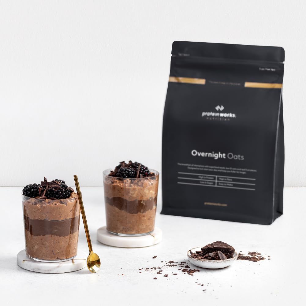 Protein Works - Dark Choc Raspberry Overnight Oats | High Protein, Low Sugar Breakfast | 500 g