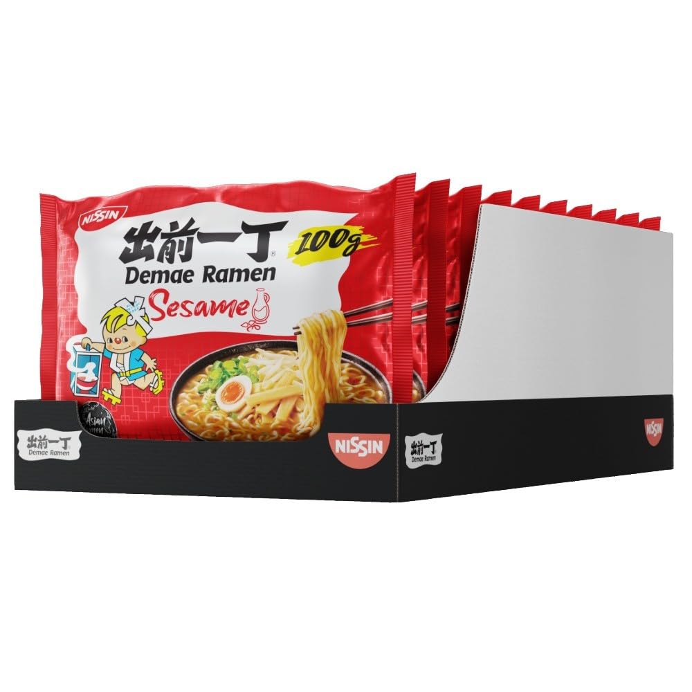 NISSIN Ramen Sesame Flavoured Instant Noodles, 100g (Pack of 10)