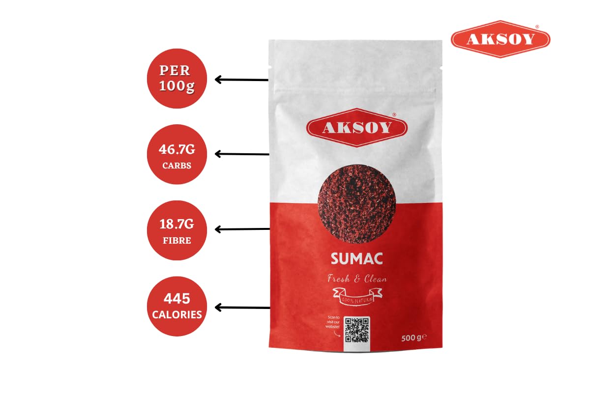 Aksoy Premium Ground Sumac 500g | 100% Natural Tangy Spice for Middle Eastern & Mediterranean Dishes