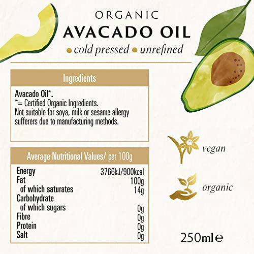 Biona Organic Avocado Oil, 250ml - Cold Pressed from Organically Grown Avocados