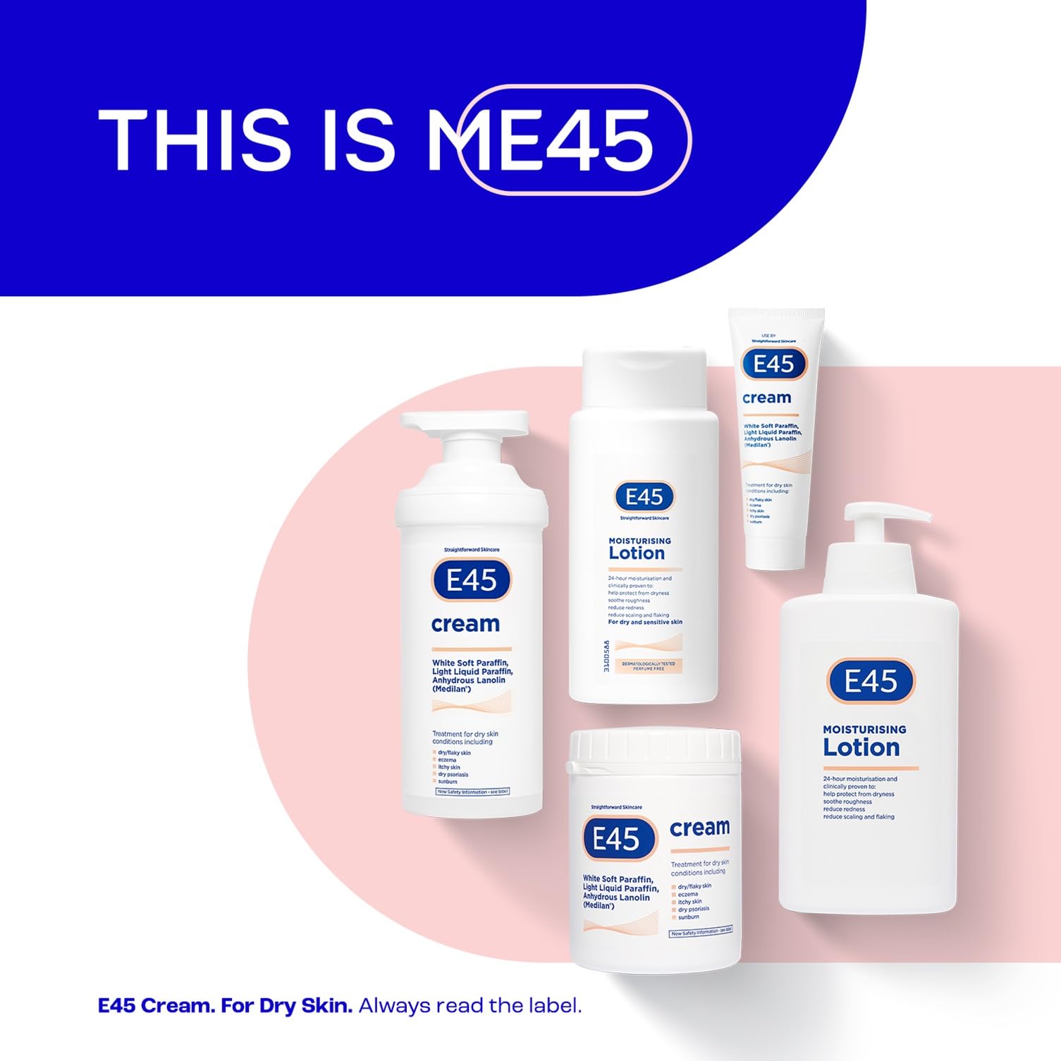 E45 - Moisturiser Cream for Dry, Flaky Skin (Body, Face & Hands)