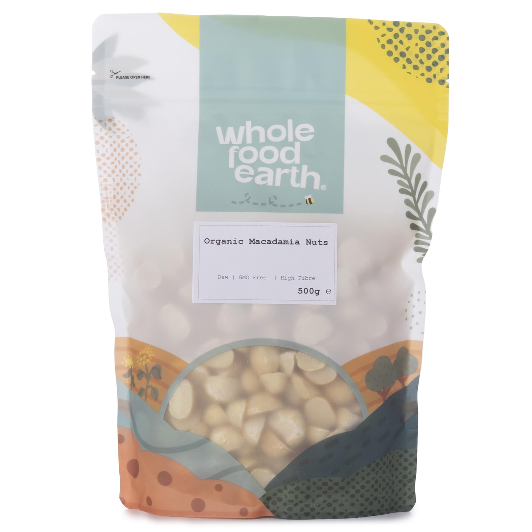 Wholefood Earth Organic Raw Macadamia Nuts 500g | GMO-Free | Vegan | High in Protein & Fiber