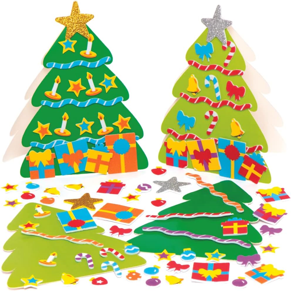 Baker Ross - AX594 Christmas Tree Mix & Match Card Kits (Pack of 6)