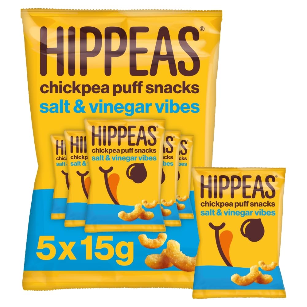 HIPPEAS Salt & Vinegar Chickpea Puff Vegan Crisps Multipack | 5 x 15g