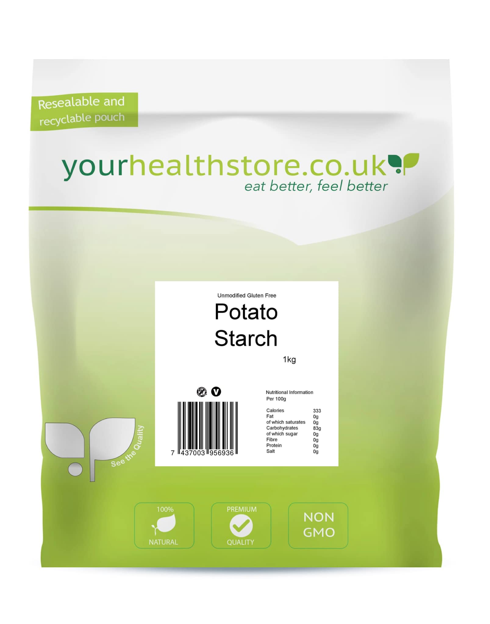yourhealthstore Gluten Free Non GMO Potato Starch 1kg