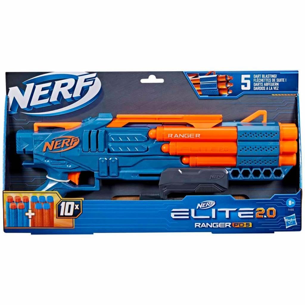 Nerf Elite 2.0 Ranger PD-5 Blaster - 5-Barrel Pump-Action Foam Dart Gun