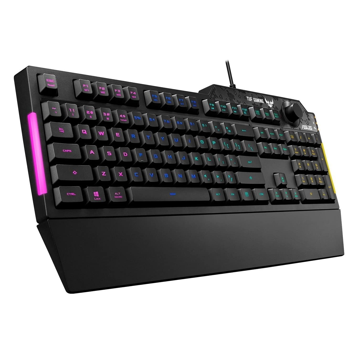 ASUS TUF Gaming K1 RGB Gaming Keyboard with Volume Knob, Spill-Resistant Design, Side Light Bar, UK Layout