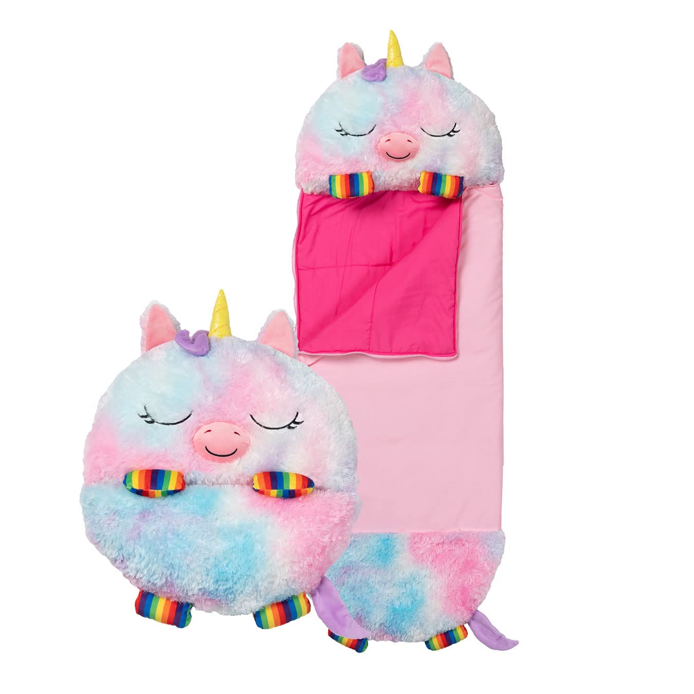 Happy Nappers Kids Sleeping Bag Rainbow Unicorn Medium - Plush Toy, Comfy S