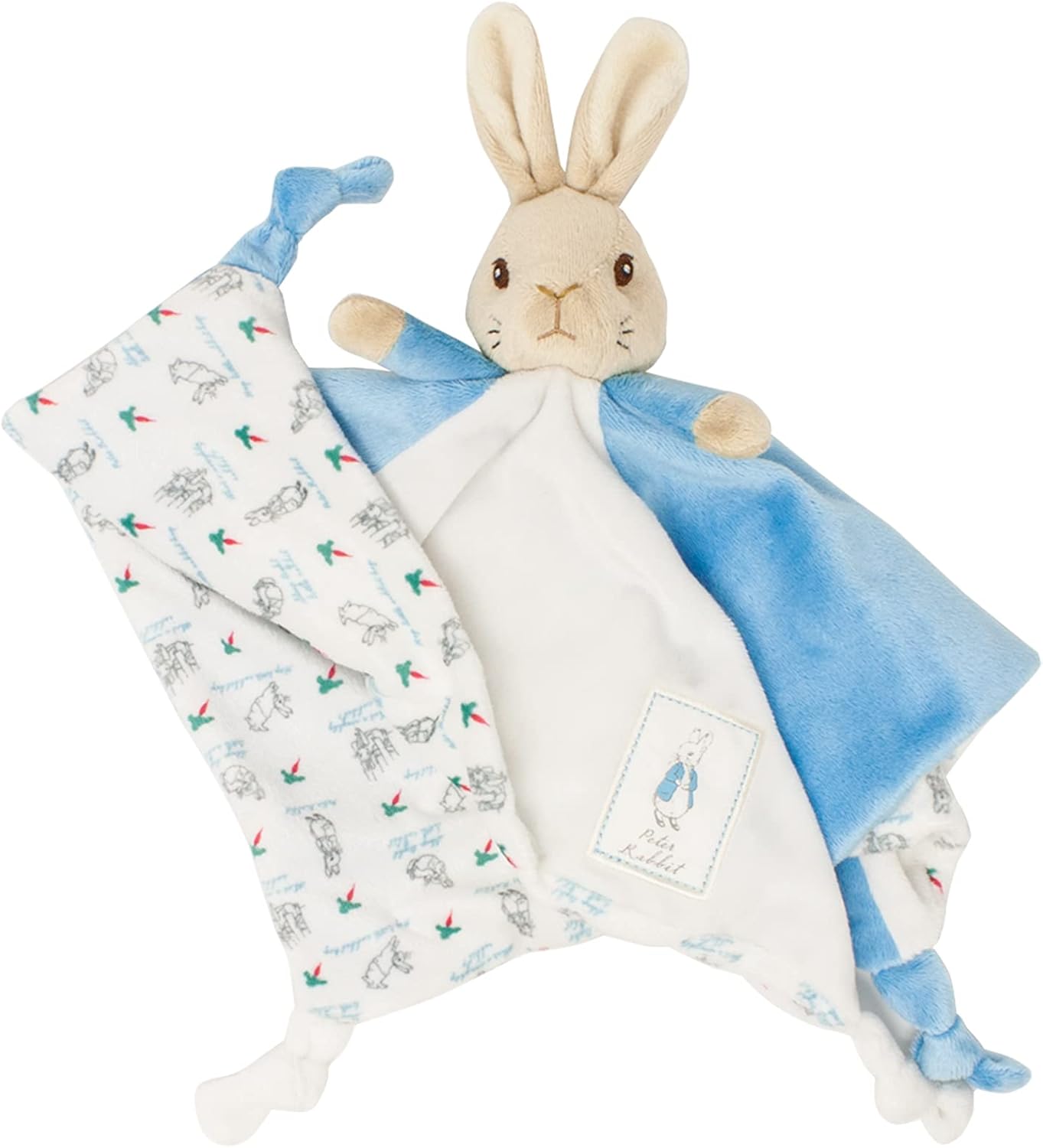 Peter Rabbit Comfort Blanket - Soft Plush Baby Toy with Knotted Corners
