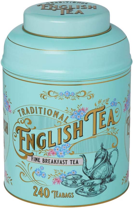 New English Teas - Vintage Victorian Tea Tin Caddy with 240 English Breakfast Teabags (TT37)