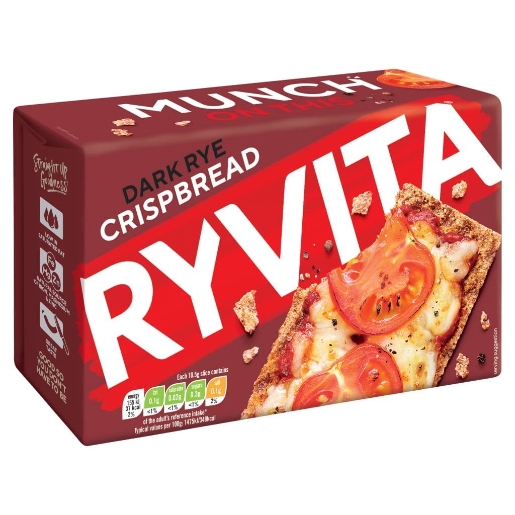Ryvita Dark Rye Crispbread - Rich in Fibre, Low in Saturated Fat