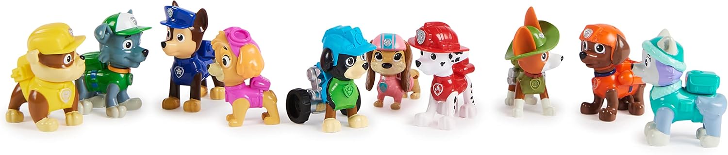 Paw Patrol 10th Anniversary All Paws On Deck Toy Figures Gift Pack - 10 Collectible Action Figures for Kids