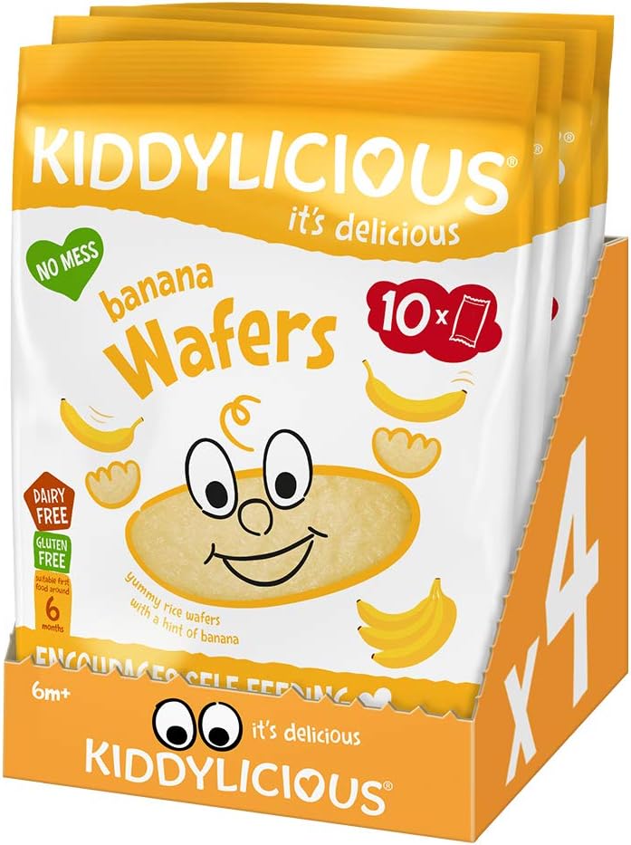 Kiddylicious Banana Wafers Gluten Free Dairy Free Kids Snack, Pack of 40