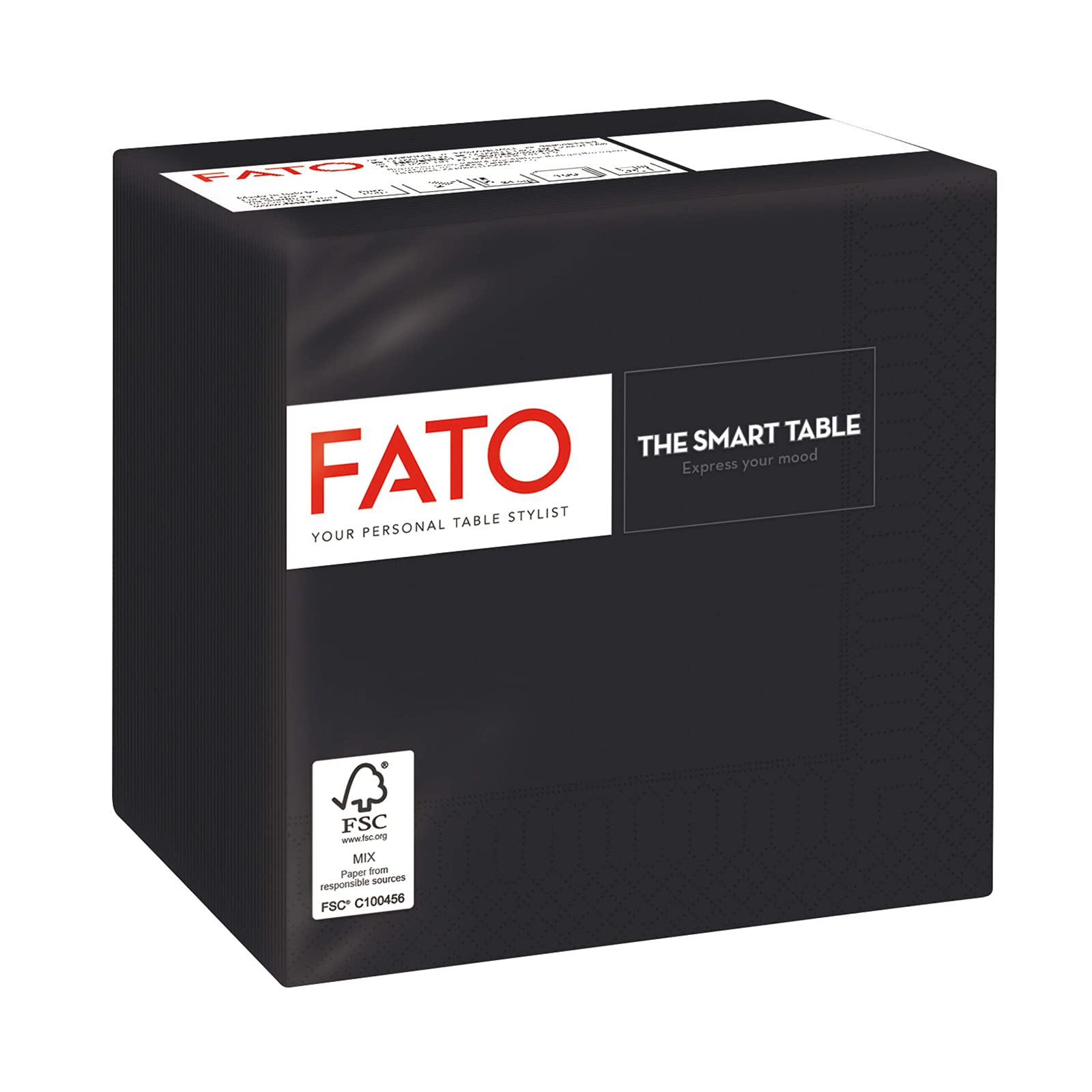 Fato - Disposable Paper Napkins 24x24 cm Black, 2-Ply, Pack of 100