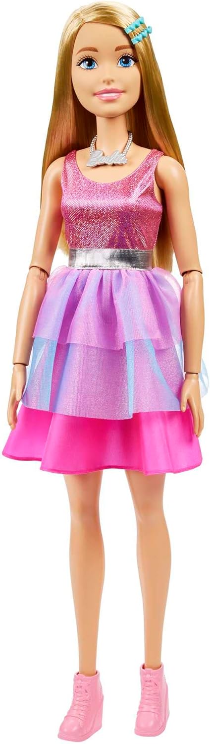 Barbie - Large 28-Inch Blonde Doll with Shimmery Pink Dress and Accessories