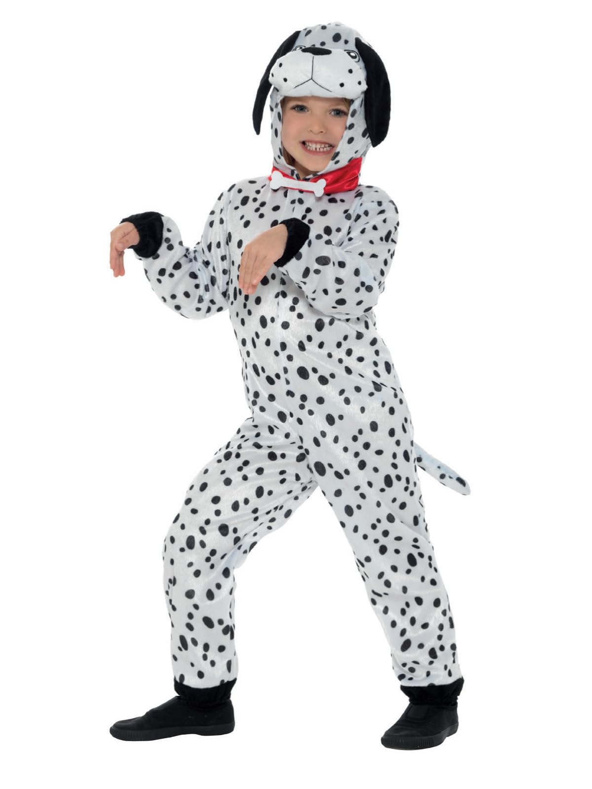 Smiffys Dalmatian Costume - Children's Black & White Hooded Jumpsuit with Tail