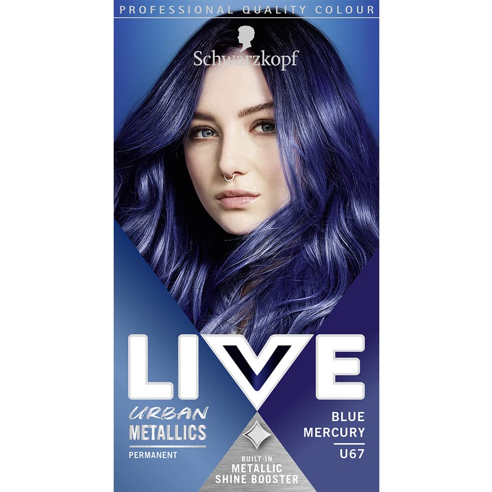Schwarzkopf LIVE Urban Metallics Blue Mercury U67 Permanent Hair Dye with Coconut Oil - 100g
