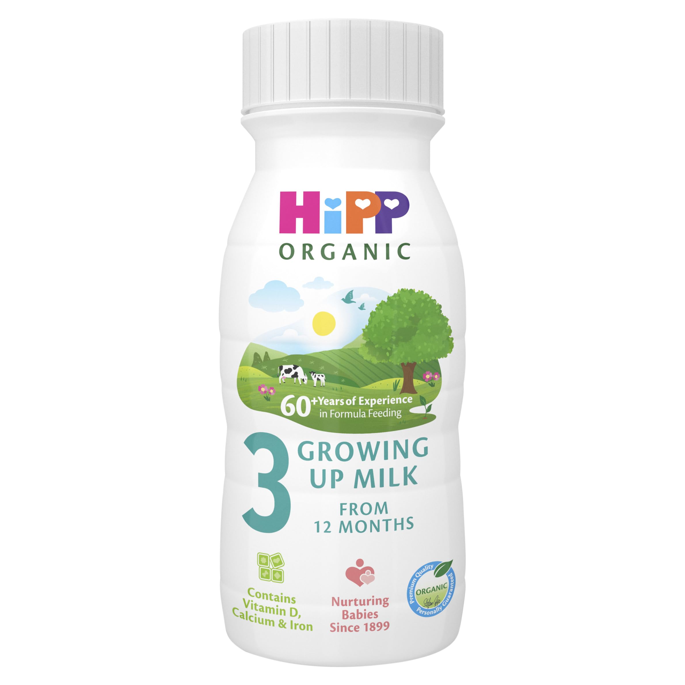 HiPP Organic 3 Growing Up Baby Milk Ready to Feed Liquid Formula, 8 x 200ml Bottles, from 12 Months