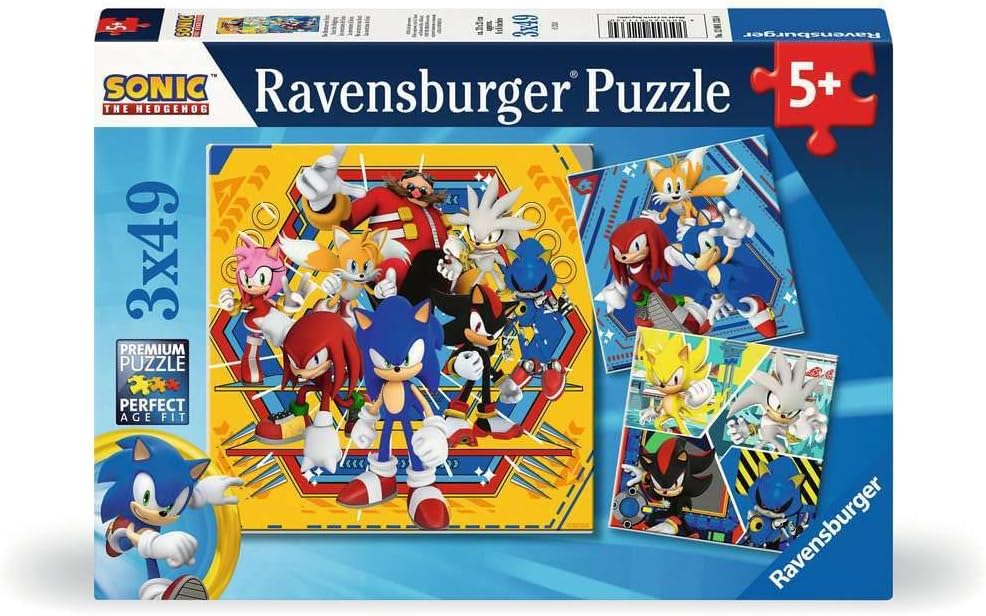 Ravensburger Sonic The Hedgehog 3x 49-Piece Jigsaw Puzzles - Kids Puzzle Set for Ages 5+