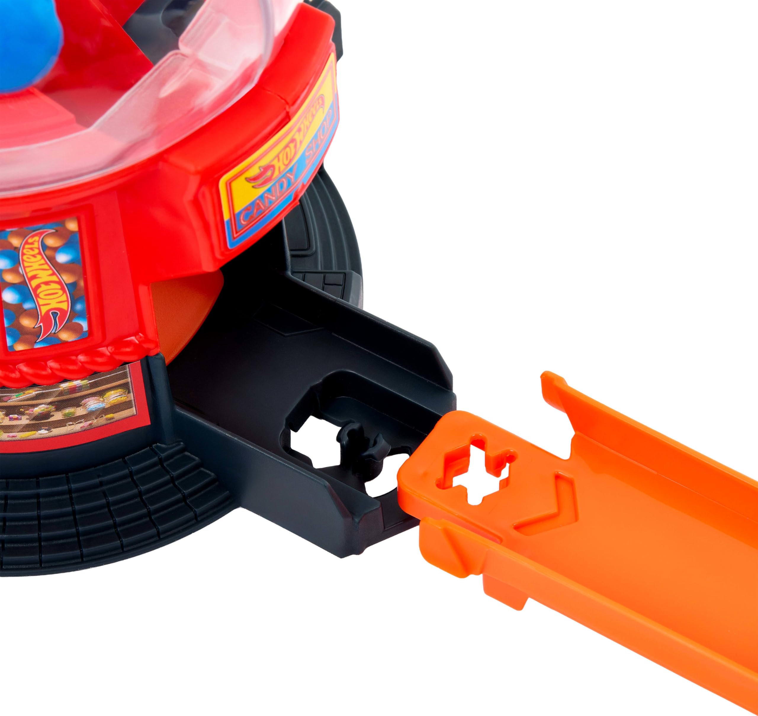Hot Wheels Downtown Candy Shop Playset - Gumball Machine Track Set with 1:64 Die-Cast Car
