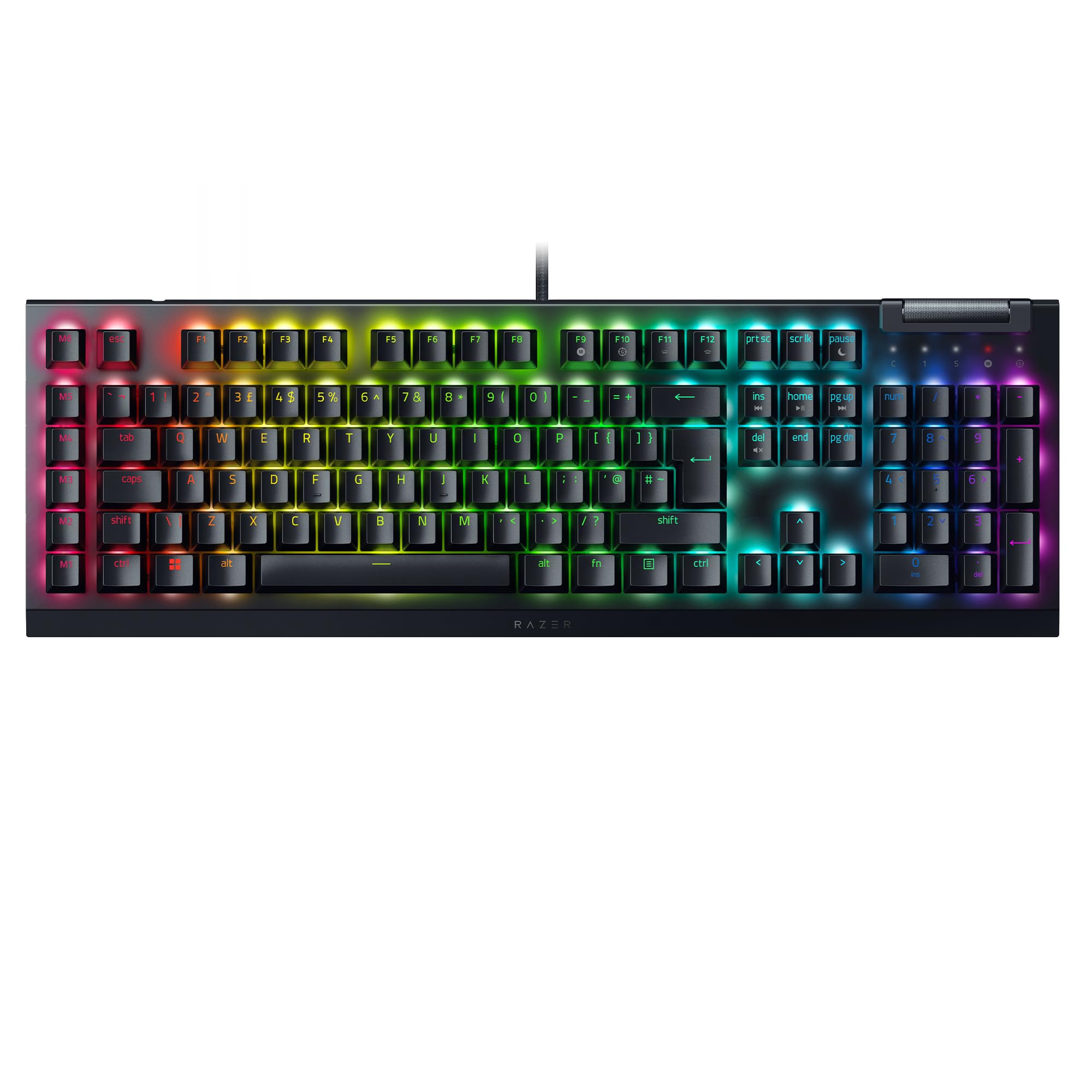 Razer BlackWidow V4 X - UK Mechanical Gaming Keyboard with Green Switches, 6 Macro Keys, Chroma RGB Lighting