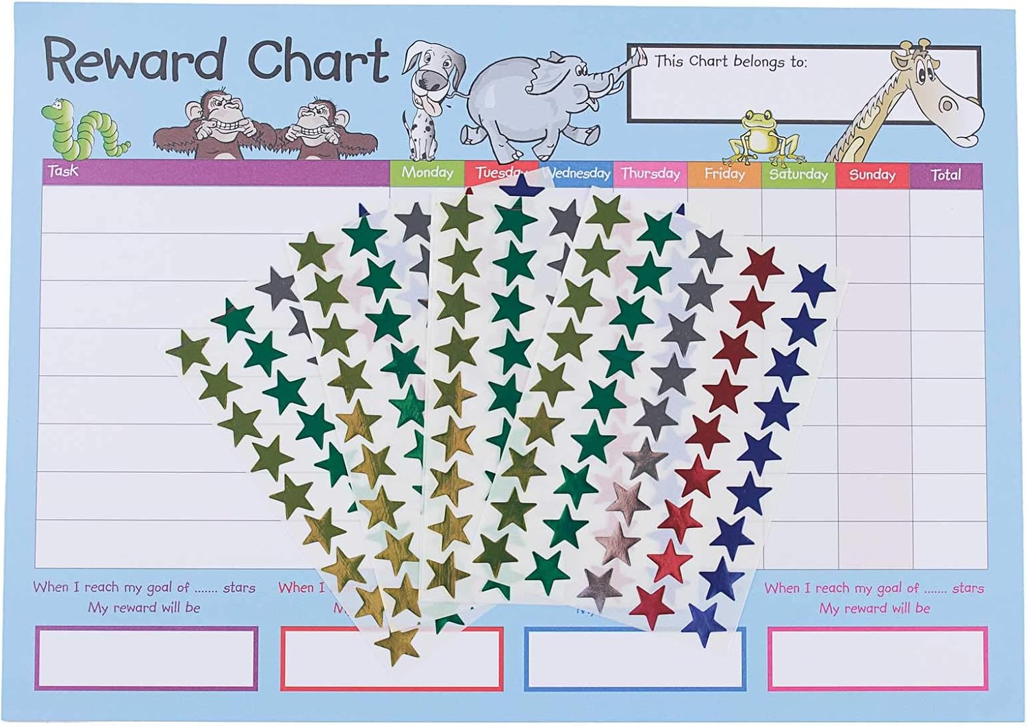 House of Card & Paper Reward Chart - 4 Charts with 225 Foil Star Stickers for Early Learning