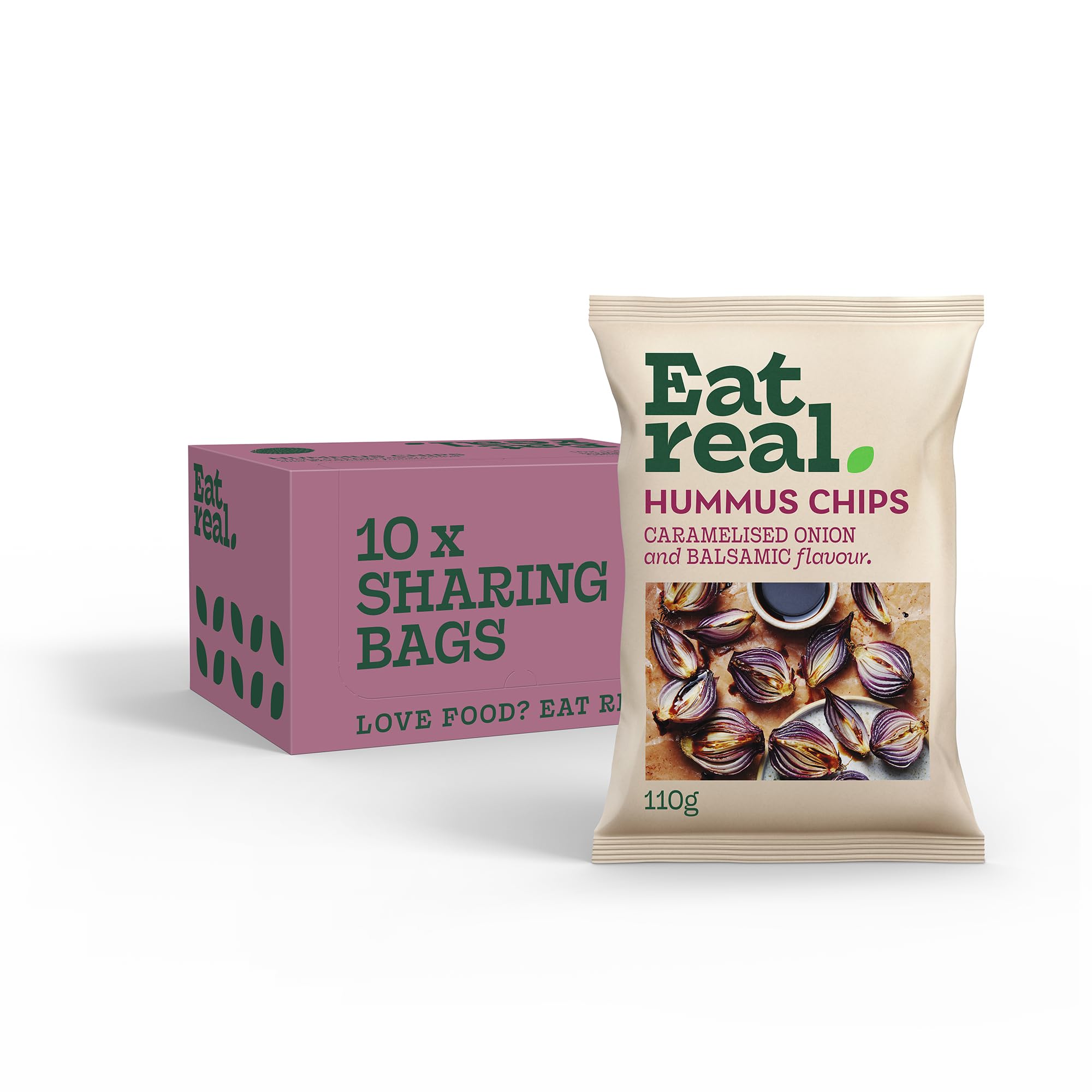 Eat Real Hummus Chips Caramelised Onion and Balsamic Vinegar 10 x 110g