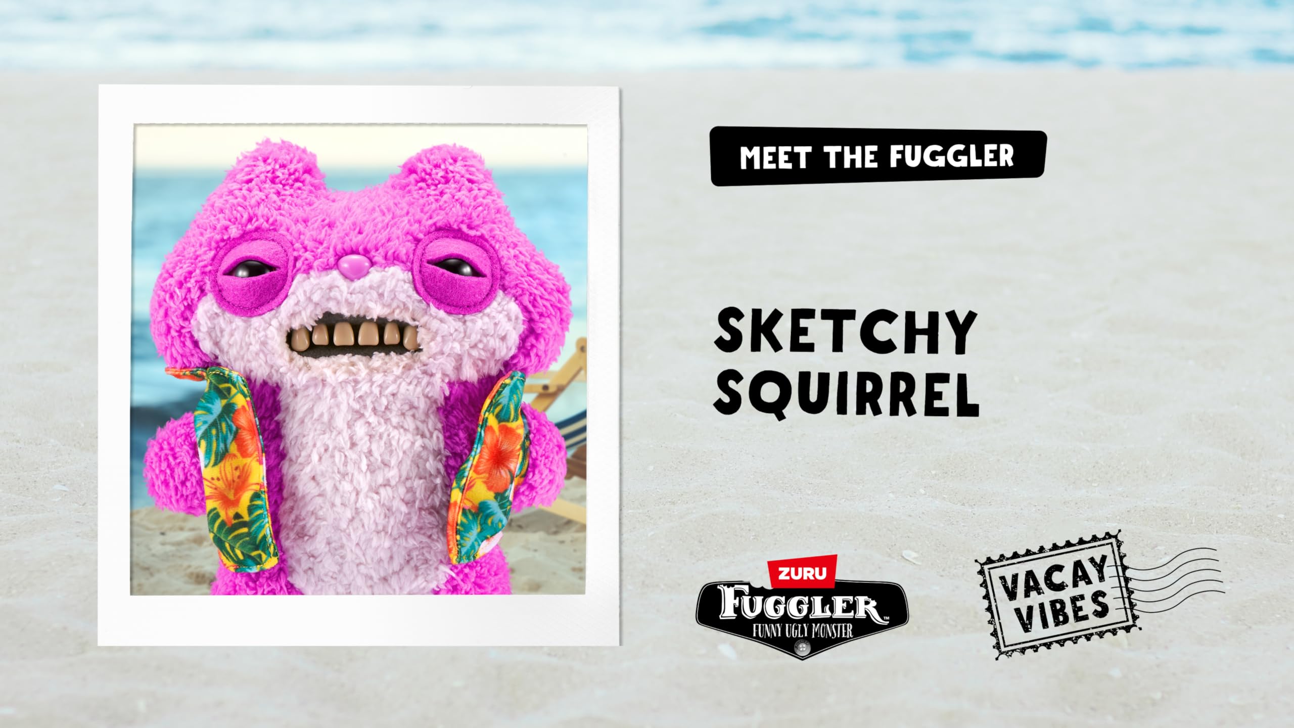 Fuggler Vacay Vibes - Sketchy Squirrel Pink Plush Collectible Toy