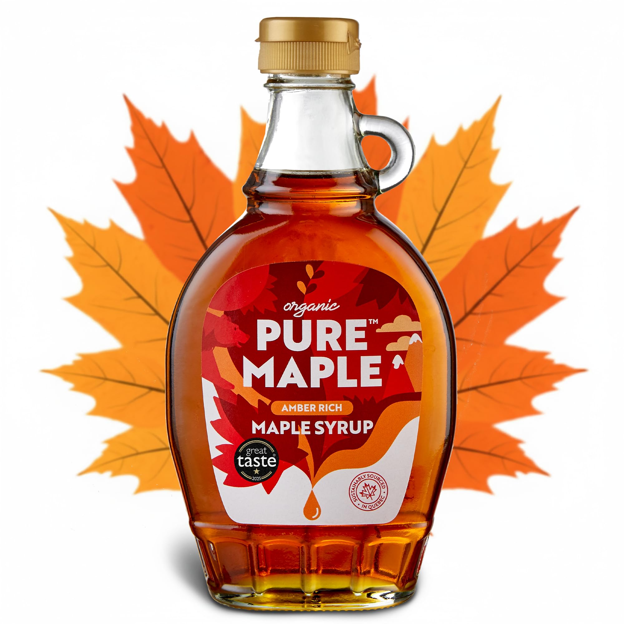 Pure Maple - 100% Canadian Maple Syrup Grade A Organic Amber Rich Taste
