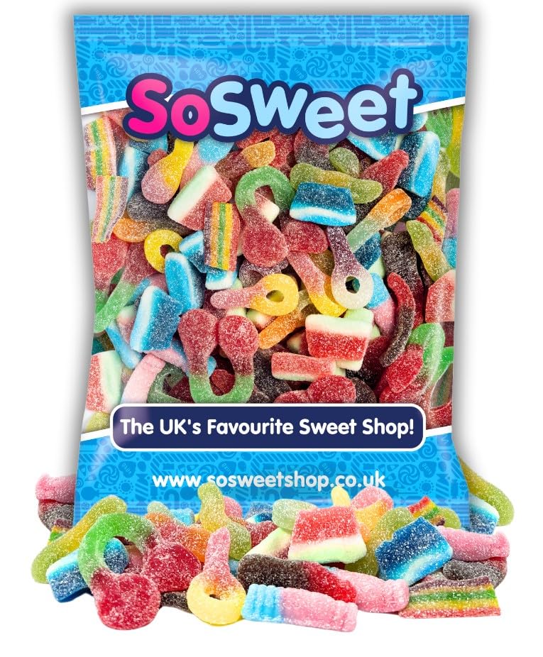 SoSweet Fizzy Sweet Mix – 1kg Tangy Pick & Mix Sweets | Sour Fruit Flavours, Party Candy, Sharing Treats