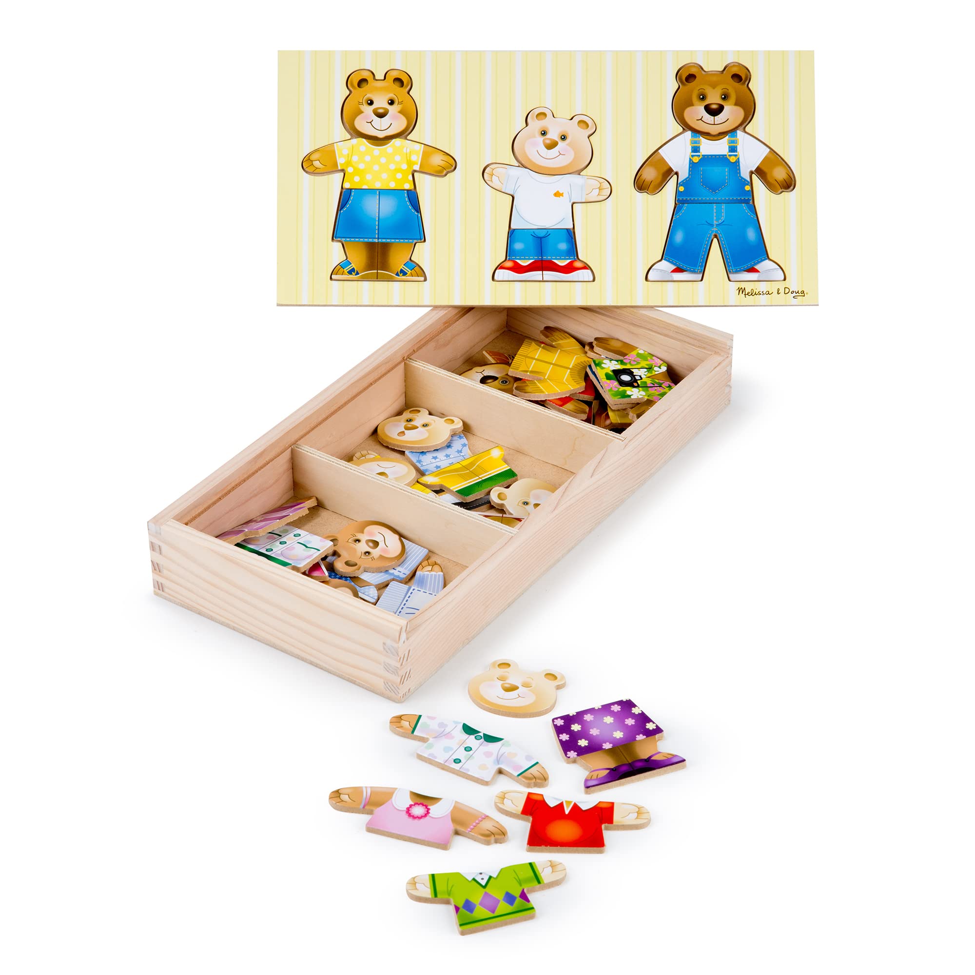 Melissa & Doug Bear Family Dress-Up Puzzle - Wooden Mix-and-Match Playset for Ages 3-6
