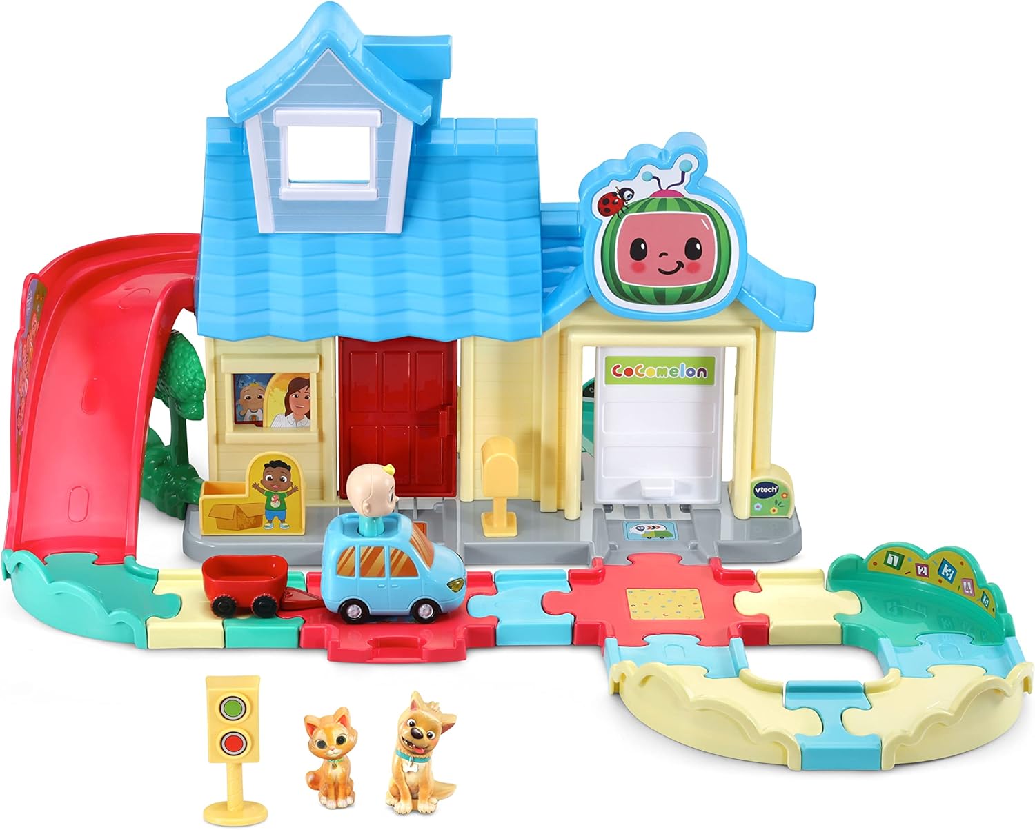 VTech Toot-Toot Drivers CoComelon JJ's House Track Set - Interactive Musical Playset for Toddlers