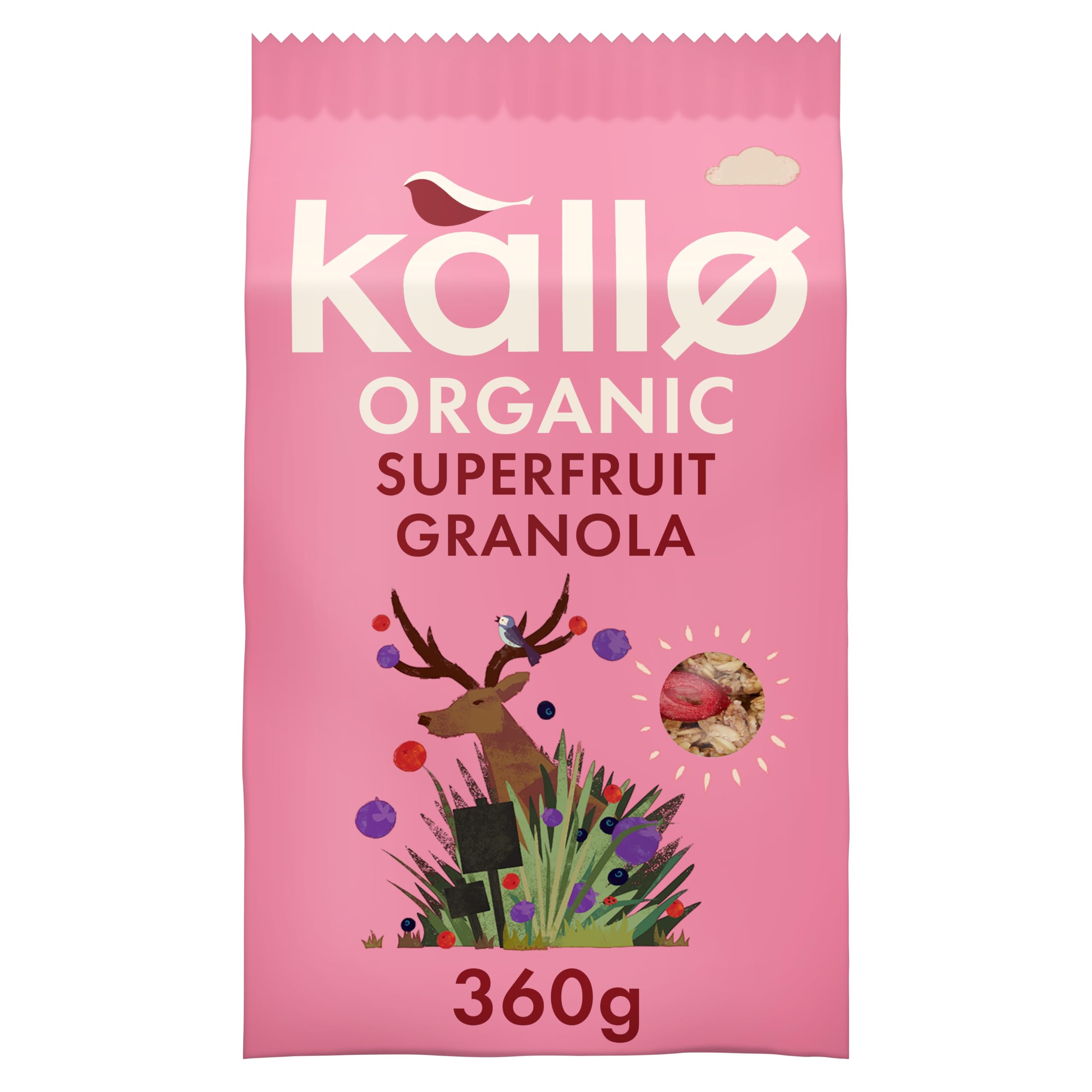 Kallo Crunchy Superfruit Granola, 360g – Organic, Vegan, High Fibre with Blueberries, Cranberries & Blackcurrants