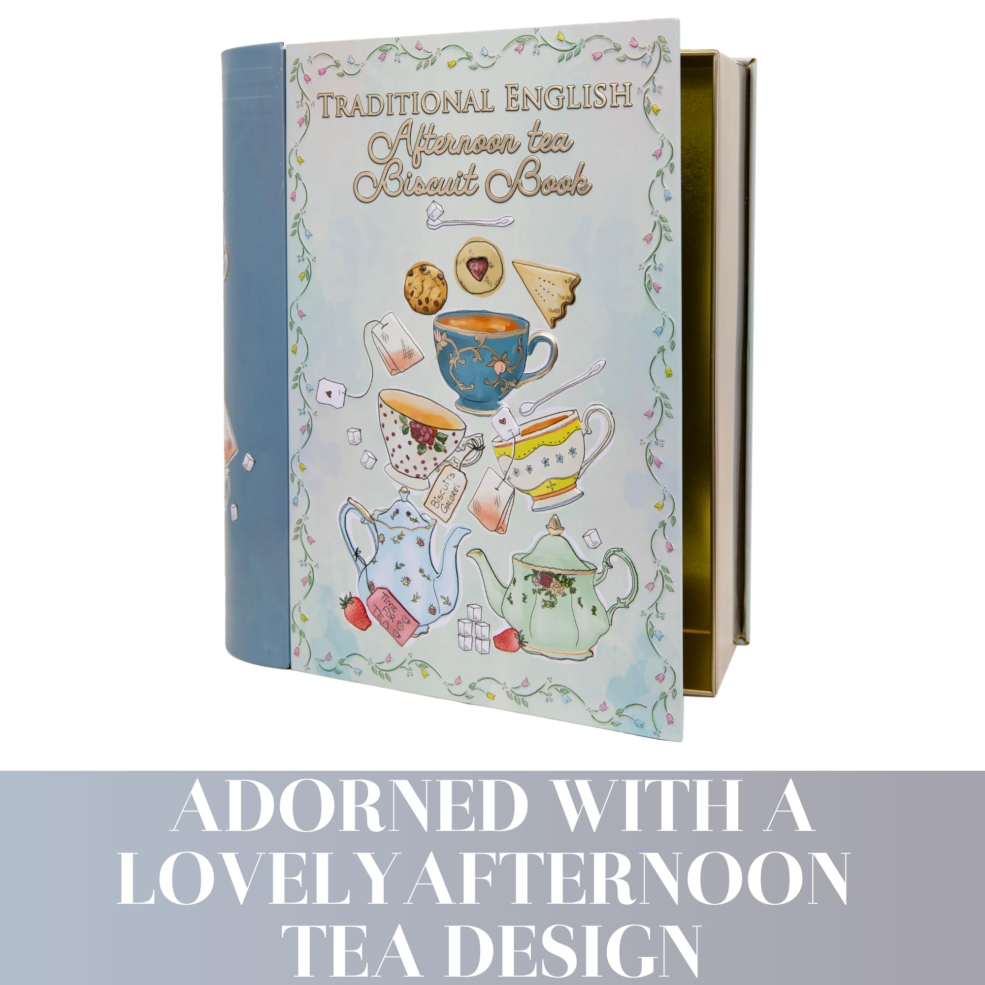 Afternoon Tea Book Biscuit Tin Gift - Christmas Treats & Snacks Set by Scotti
