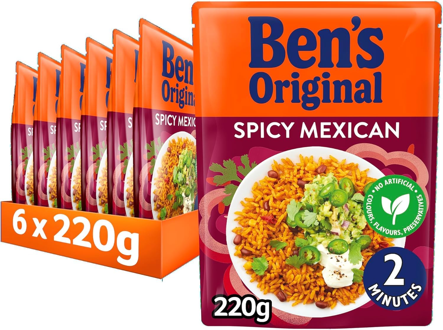 Ben's Original Spicy Mexican Microwave Rice, 6 x 220g Pouches