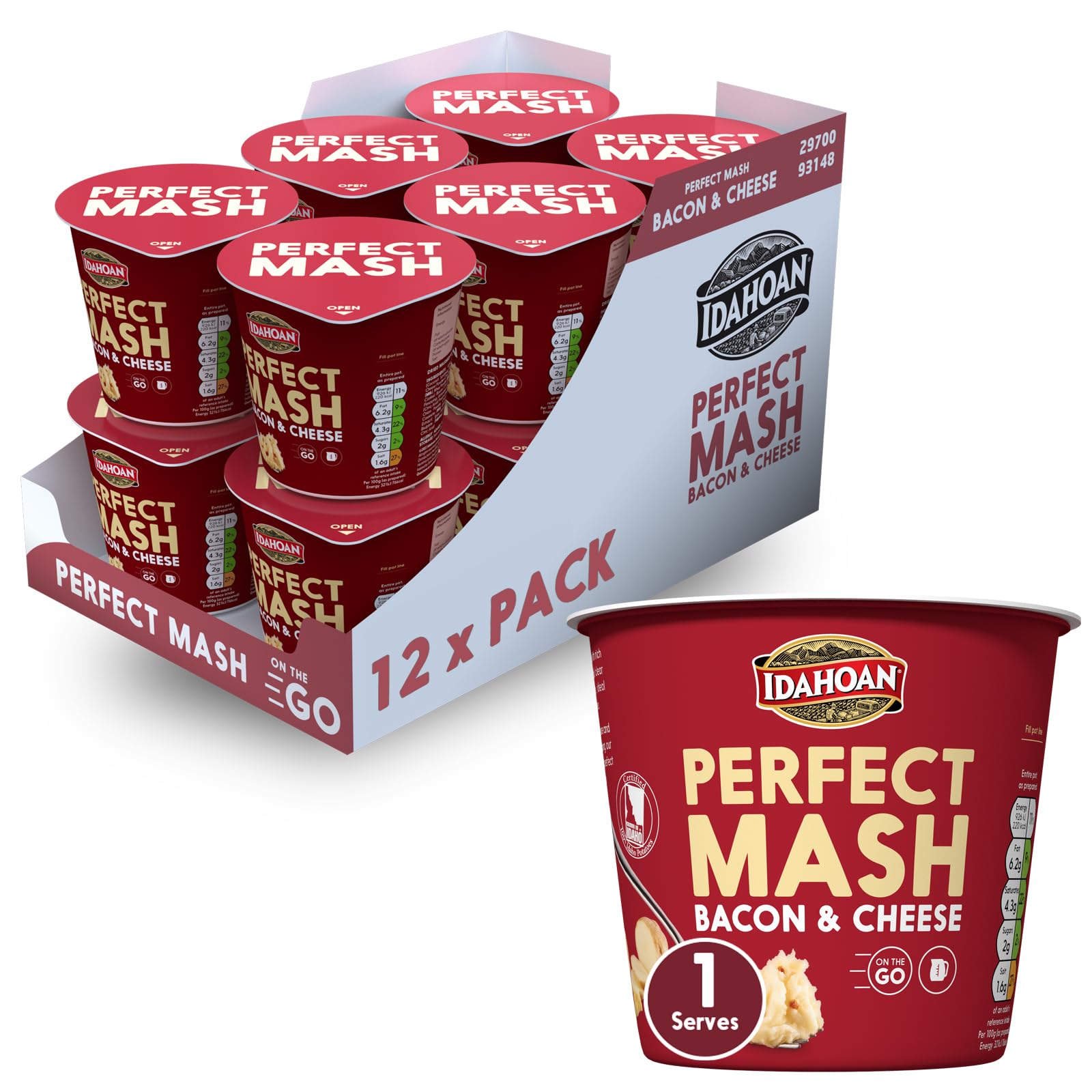 Idahoan - Mashed Potato Pots Bacon and Cheese Dried Potato Mash