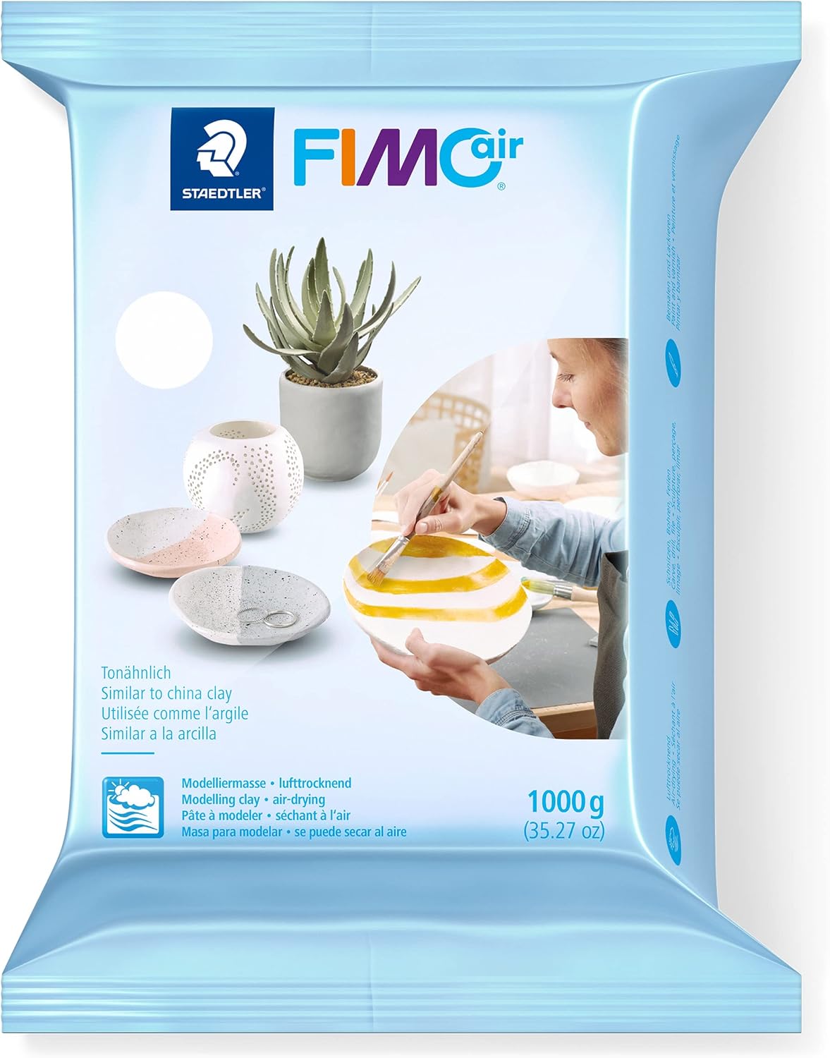 STAEDTLER FIMO Air Basic Air-Drying Modelling Clay - 1 kg White, No-Bake Craft Clay for Kids & Adults