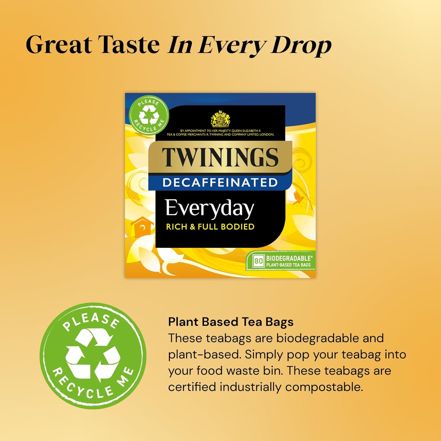 Twinings Decaffeinated Everyday Tea 320 Tea Bags (Pack of 4) - Rich & Full-Bodied Black Tea