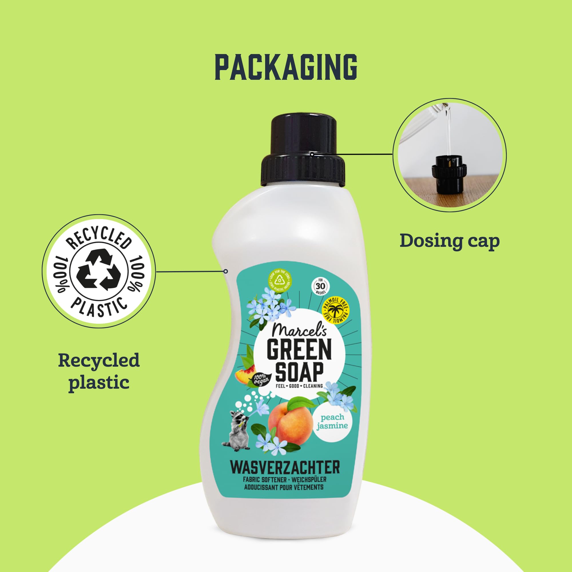 Marcel's Green Soap - Peach & Jasmine Fabric Conditioner (1L)